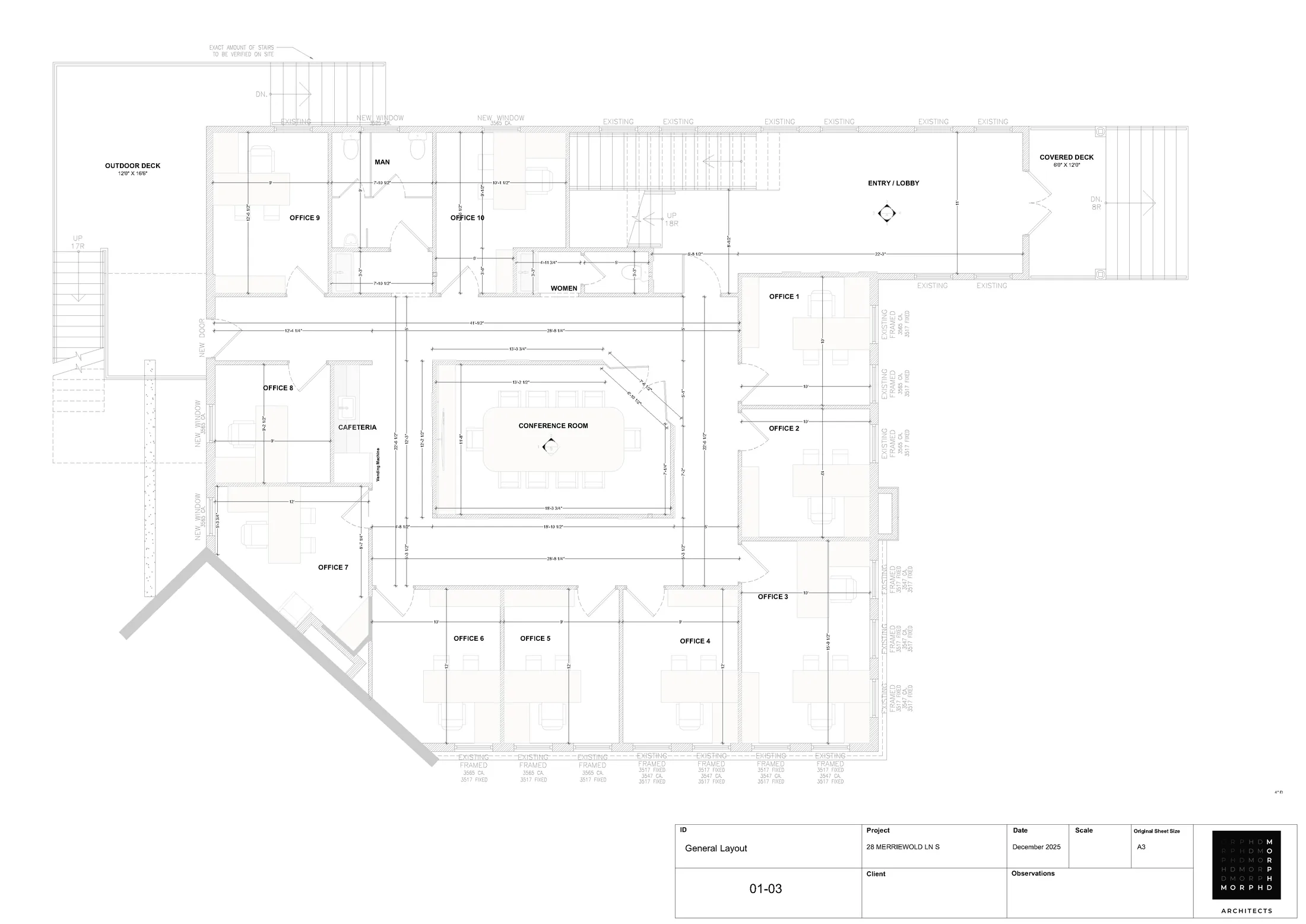 Lower-floor architectural plan for 28 Merriewold