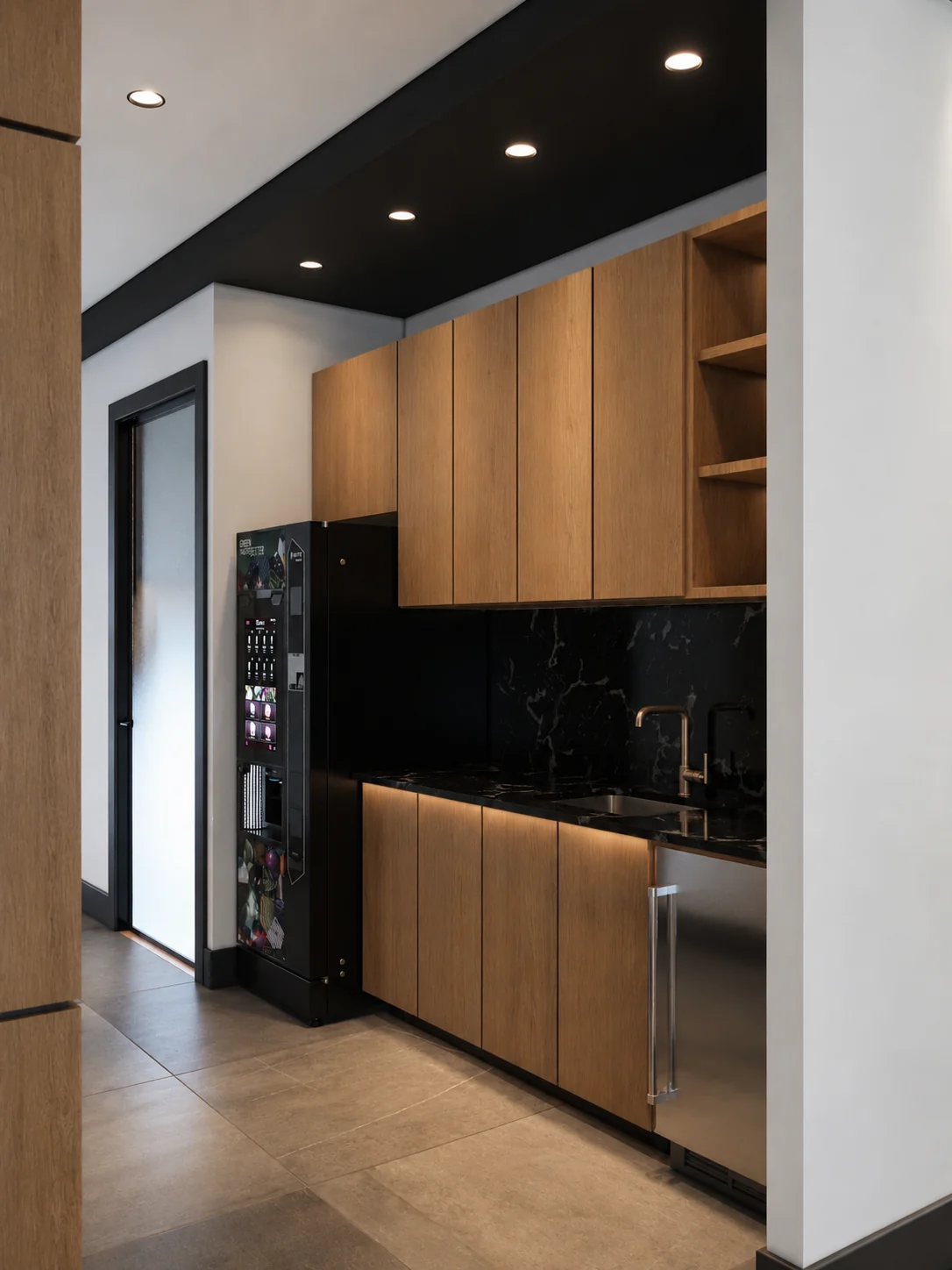 Side view of the office kitchenette