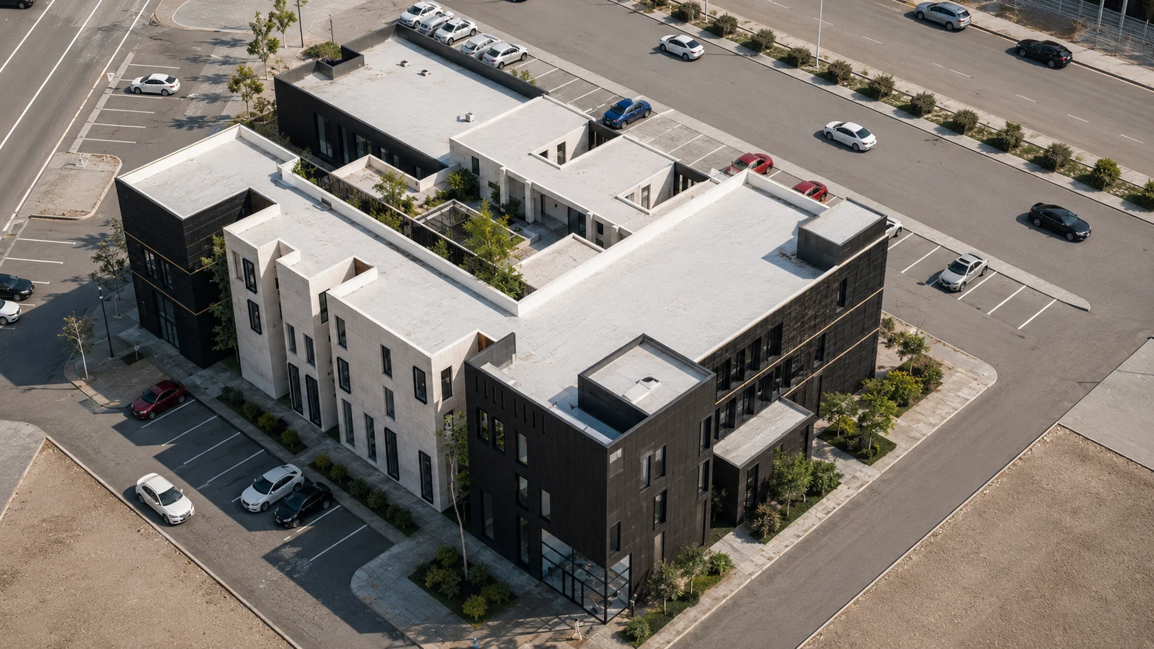 Aerial corner view of the center