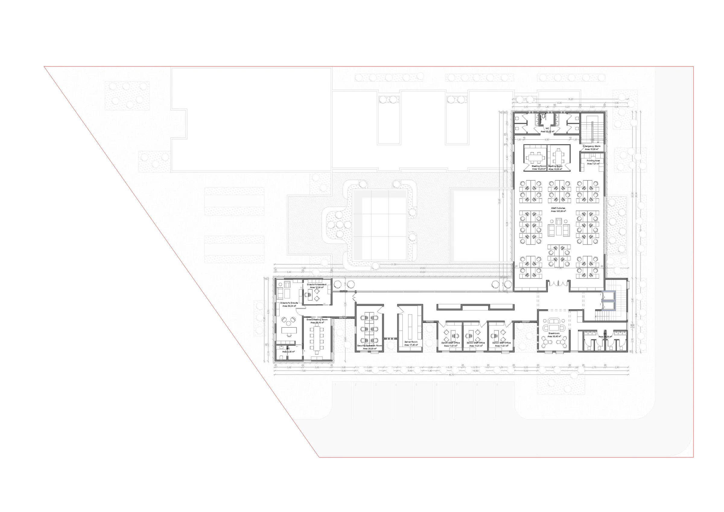 Second-floor office plan