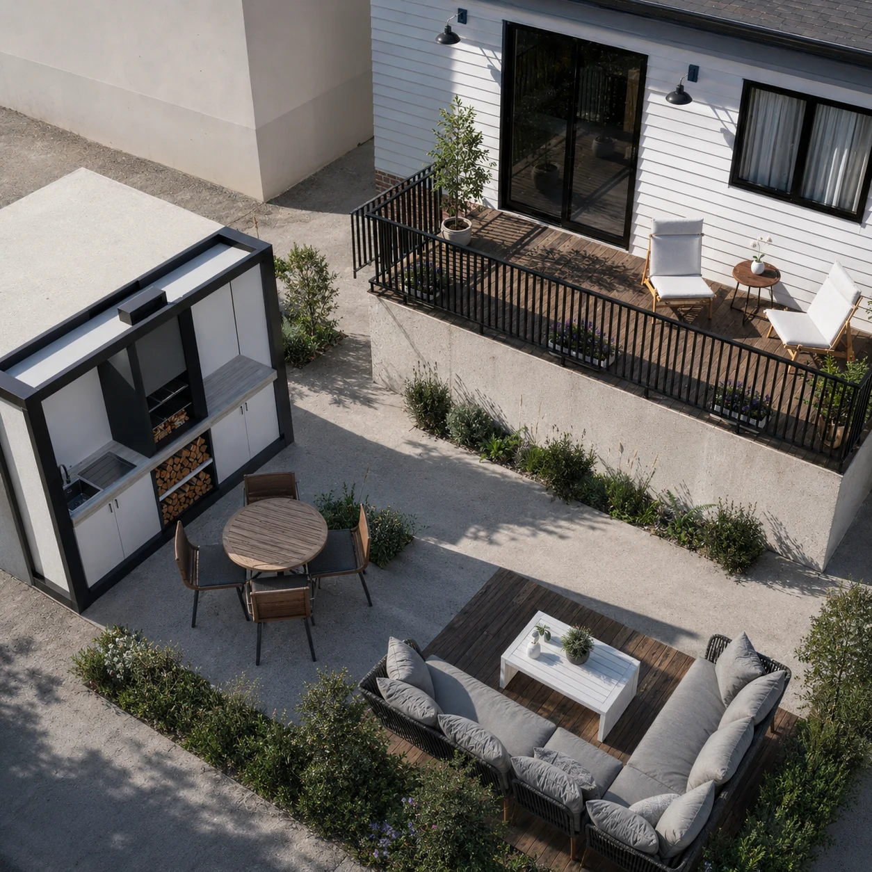 Aerial backyard design view