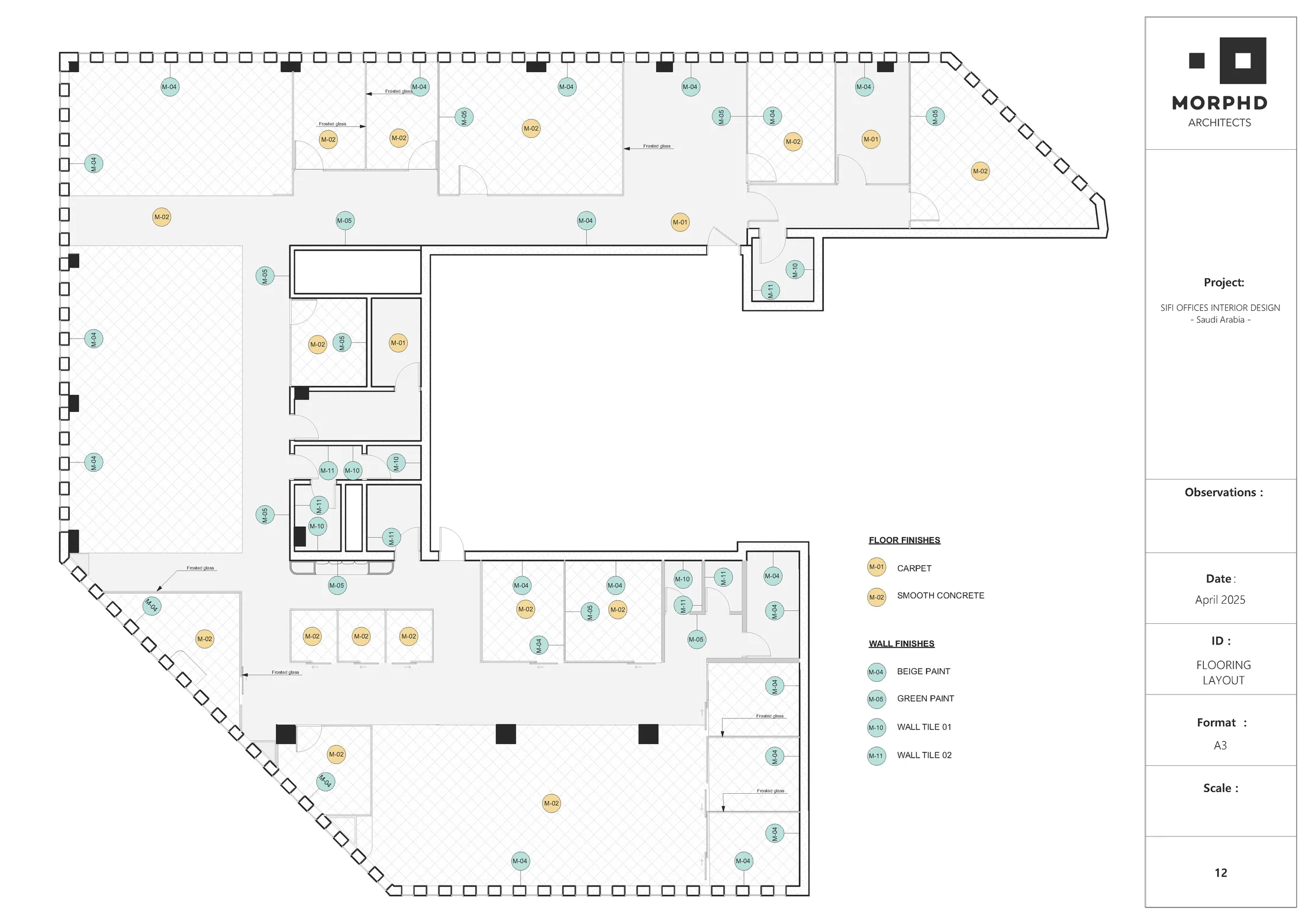 Floor and wall finish layout